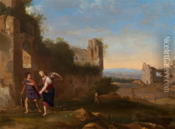 Tobias And The Archangel Raphael Oil Painting - Cornelis Van Poelenburgh