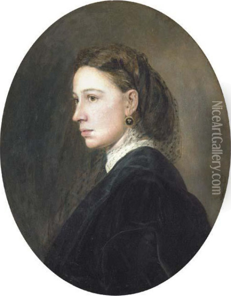 Portrait Of A Lady Thought To Be Pauline Viardot Oil Painting - Ivan Nikolaevich Kramskoi