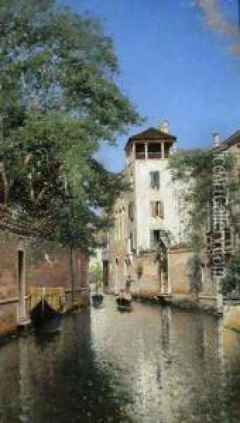Canal In Venice Oil Painting - Rafael Senet y Perez