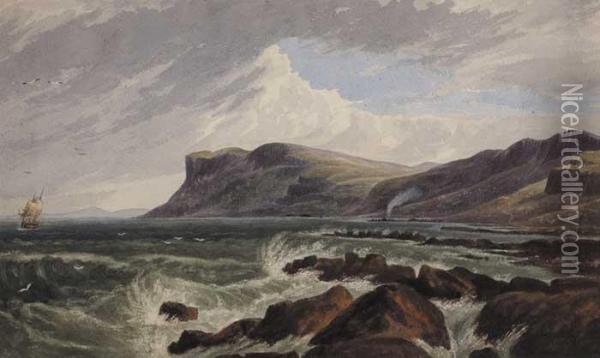 Antrim Coastline Oil Painting - William Nicholl