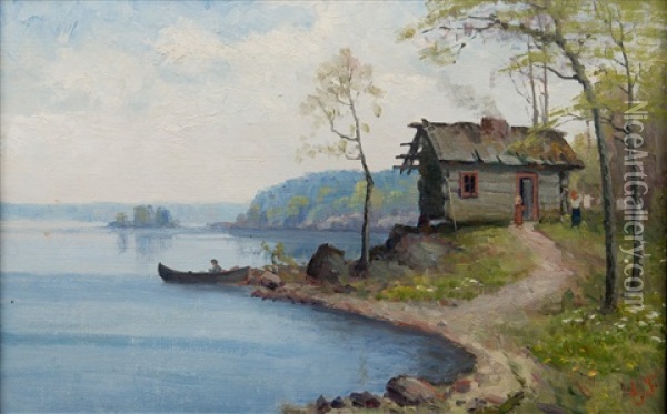Shore Landscape Oil Painting - Ellen Favorin