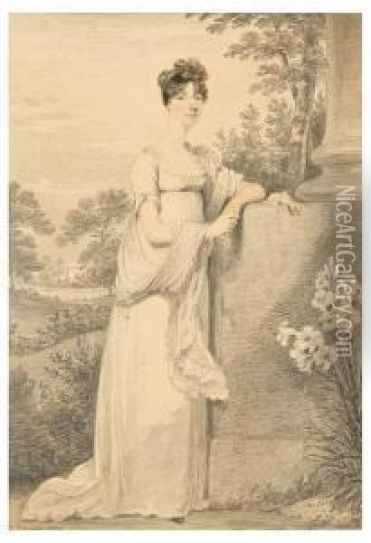 Portrait Of Lady Said To Be Lady Vyse Oil Painting - Henry Edridge