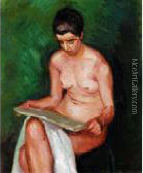 Nue Assise Oil Painting - Jean Hippolyte Marchand