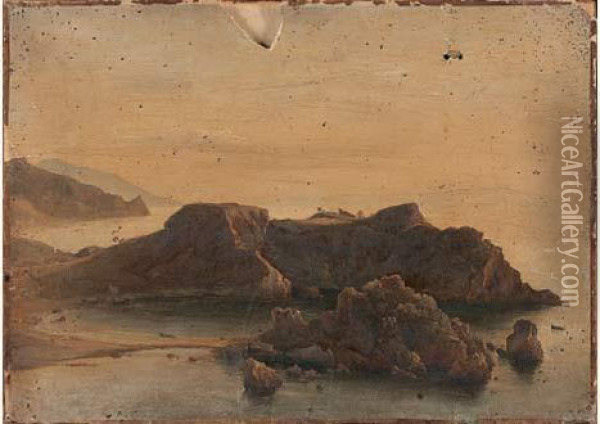 Le Cap Sant'andrea Pres De Taormine, Sicile Oil Painting - Jean-Charles Joseph Remond