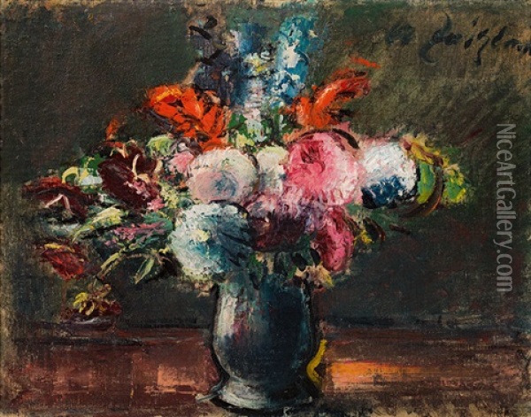 Flower Bouquet In Vase Oil Painting - Anton Faistauer