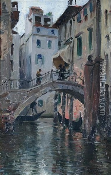 Petit Canal, A Venetian Backwater Oil Painting - Paul Mathey