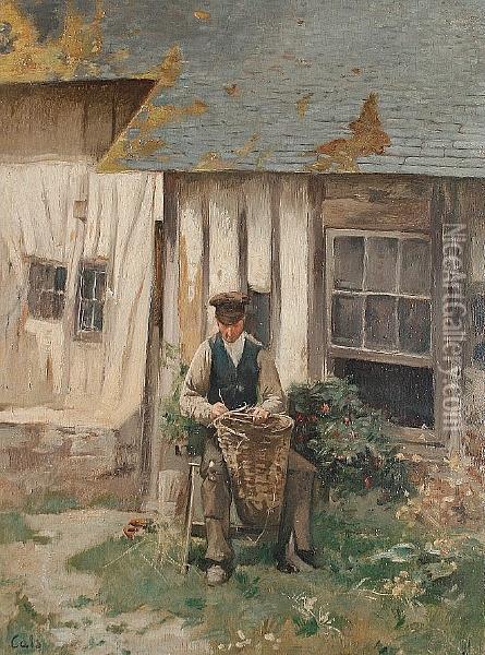 The Basket Weaver Oil Painting - Adolphe Felix Cals