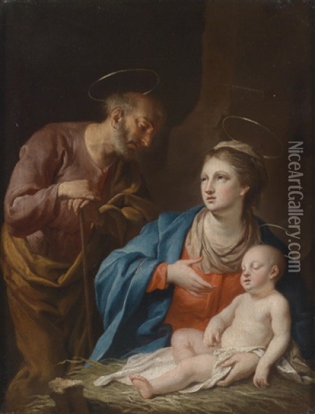Die Heilige Familie Oil Painting - Giovanni Battista Pittoni the younger