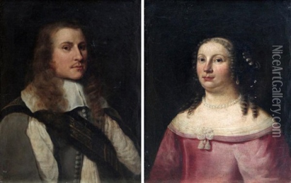 Portraits De Jeune Homme Et De Jeune Femme Oil Painting - Johan van Haensbergen