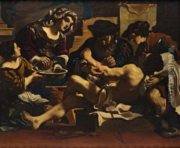 San Sebastiano Curato Dalla Pia Irene Oil Painting -  Guercino