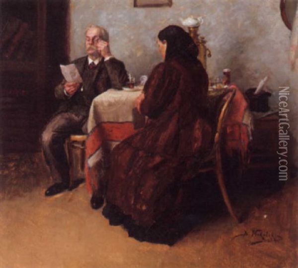 The Letter Oil Painting - Vladimir Egorovich Makovsky