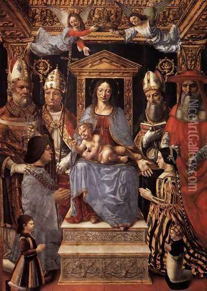 Virgin and Child Enthroned with the Doctors of the Church Oil Painting - Italian Unknown Master