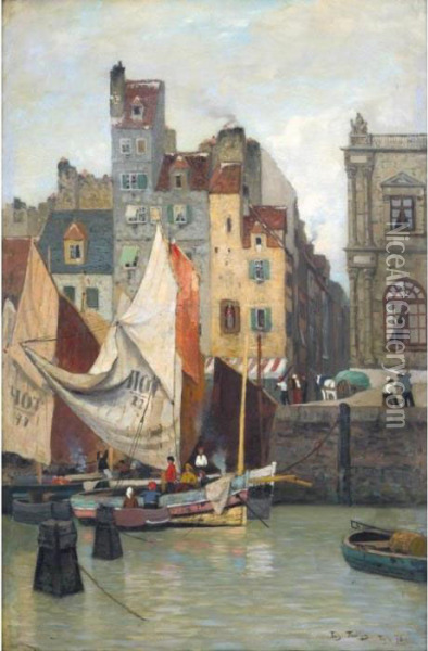 Fra Le Havre, Hoyvann (from Le Havre, High Water) Oil Painting - Fritz Thaulow