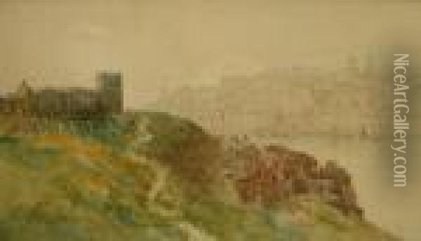 West Cliff Whitby From The Abbey Oil Painting - Mary Weatherill
