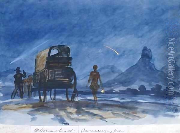 Comet and meteor seen from camp, Botswana Oil Painting - Thomas Baines