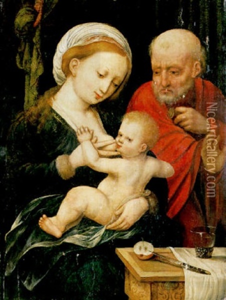 The Holy Family Oil Painting - Cornelis van Cleve