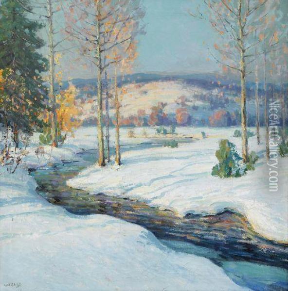 Stream In Winter Oil Painting - Walter Koeniger