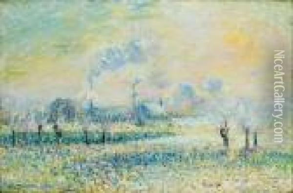 Gelee Blanche A Pontoise Oil Painting - Gustave Loiseau