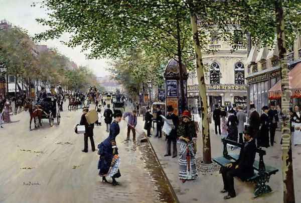 Parisian street scene Oil Painting - Jean-Georges Beraud