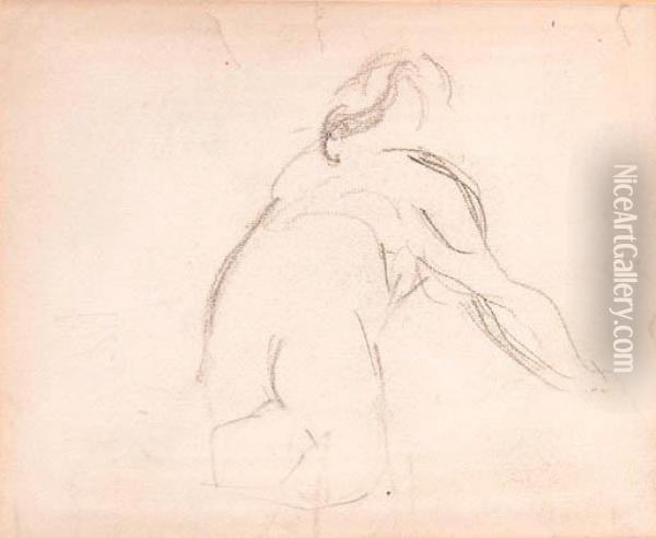 Etude D'homme (recto); And Etude Baigneuse (verso) Oil Painting - Paul Cezanne