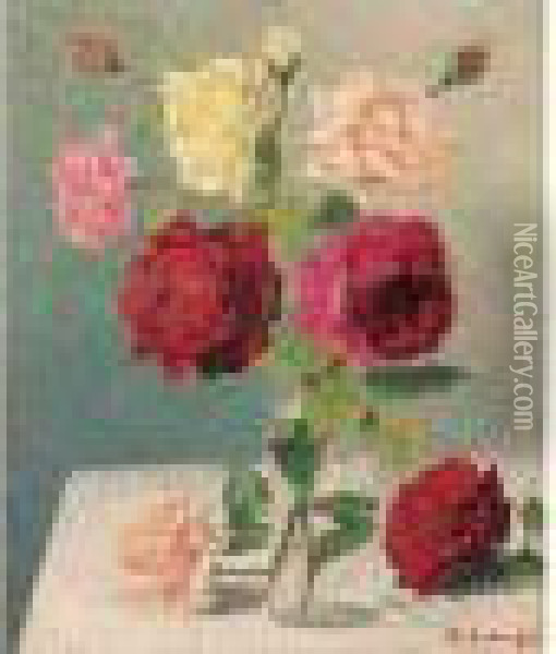 Le Bouquet De Roses Oil Painting - Achille Lauge