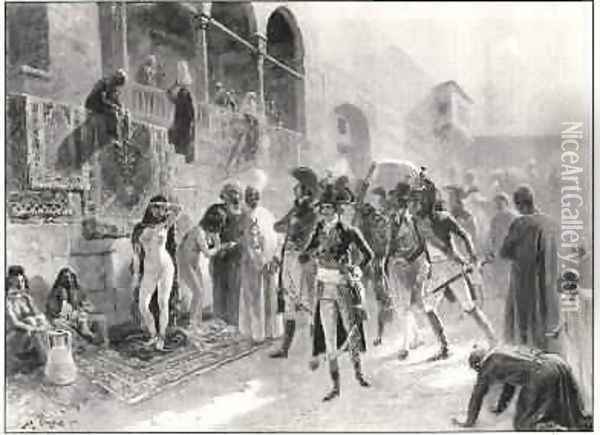 Napoleon Bonaparte 1769-1821 Visiting a Slave Market in Cairo 1911 Oil Painting - Maurice Henri Orange