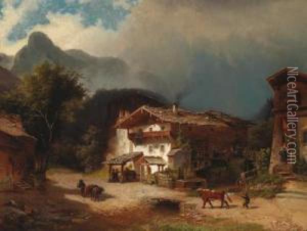 Vita Paesana Oil Painting - Gottfried Johann Pulian