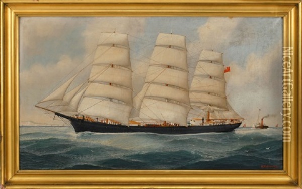 The British Ship Annie M. Law Oil Painting - John Henry Mohrmann