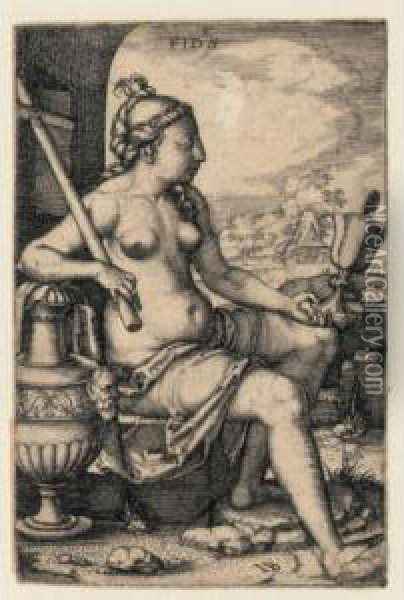 One Of The Seven Virtues: Fides (b. 23) Oil Painting - Georg Pencz