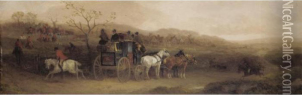 A Pair Of Coaching Scenes Oil Painting - William Joseph Shayer