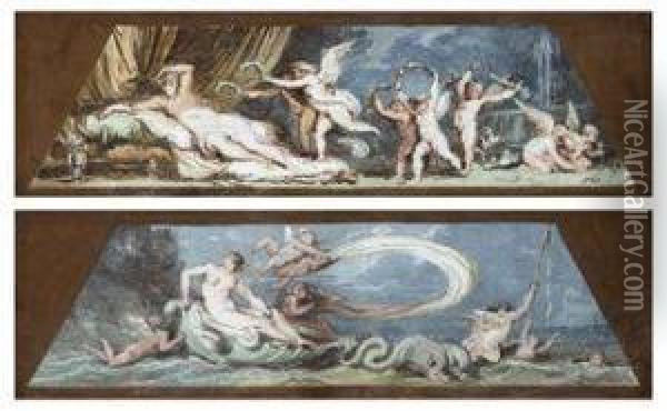 Anfitrite (l'acqua); E Venere (la Terra) Oil Painting - Felice Gianni