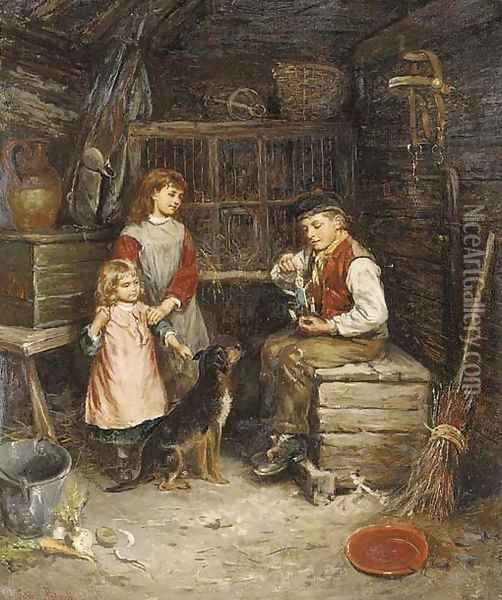 The New Toy Oil Painting - Edwin Thomas Roberts