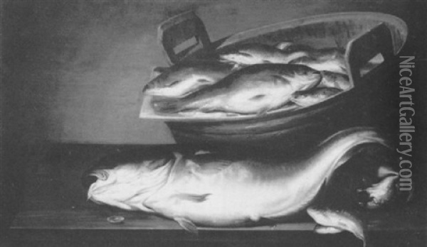 Natura Morta Con Pesce Oil Painting - Alexander Adriaenssen the Elder