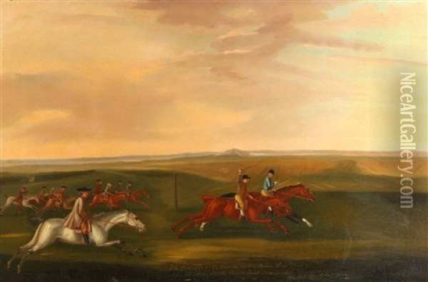 Mr Cotton's Old Partner Beating The Duke Of Bolton's Sloven At Newmarket Oil Painting - John Francis Sartorius