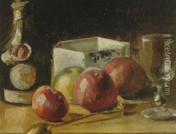 Still Life With Apples Oil Painting - Francois Bonvin