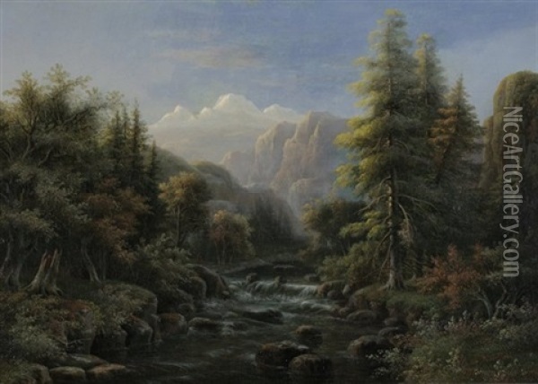 Gebirgslandschaft Oil Painting - Willem De Klerk