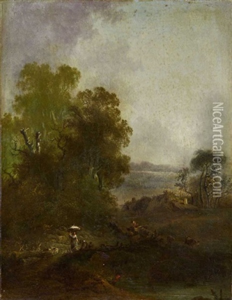 Waldlandschaft (+ Another; Pair) Oil Painting - Jacob Van Ruisdael
