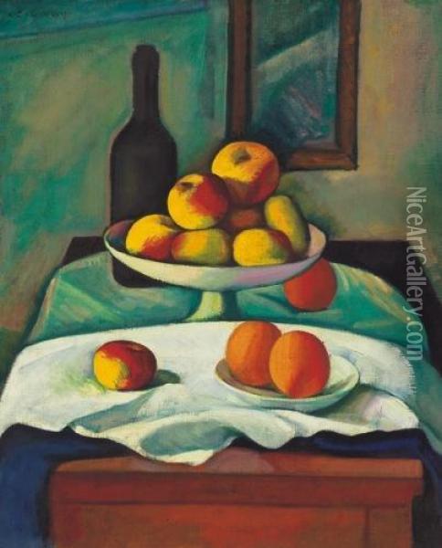 Still-life Of Apples And Oranges, 1920-s Oil Painting - Dezso Czigany