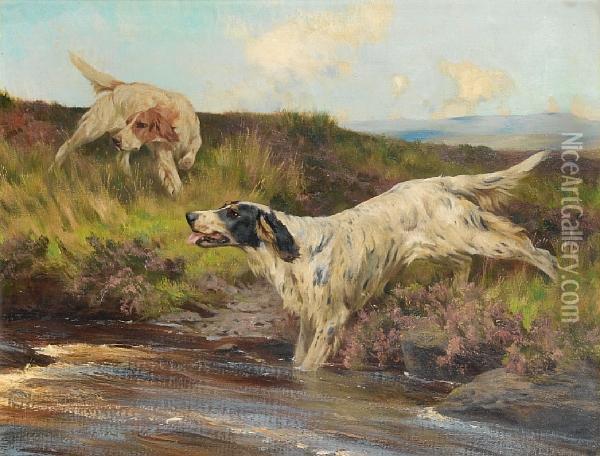 Crossing The Burn Oil Painting - Arthur Wardle