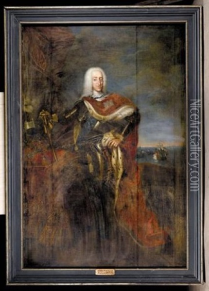 Portrait Of King Christian Vi Of Denmark Oil Painting - Johann Salomon Wahl