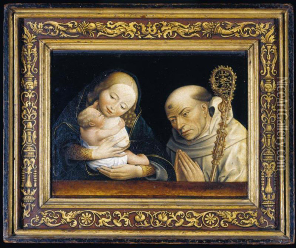 The Virgin And Child With Saint Bernard Oil Painting - Master Of The Legend Of The Magdalene
