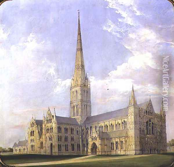 Salisbury Cathedral Oil Painting - L. and Bettridge, H. Jennens