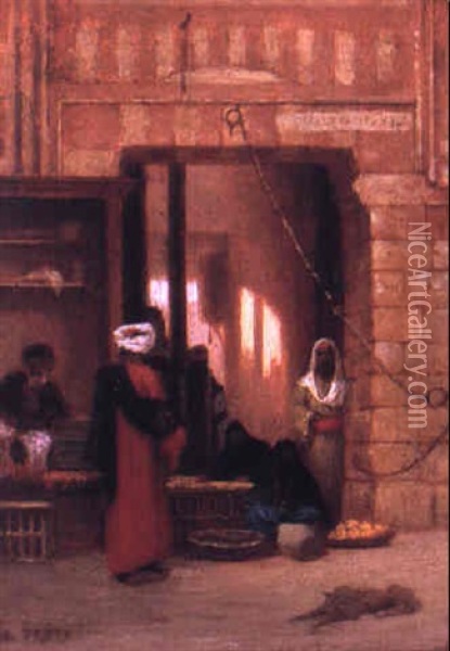 At The Market Oil Painting - Charles Theodore (Frere Bey) Frere