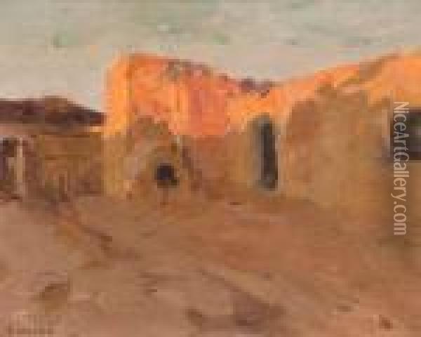 Title: Taos Courtyard Oil Painting - Eanger Irving Couse