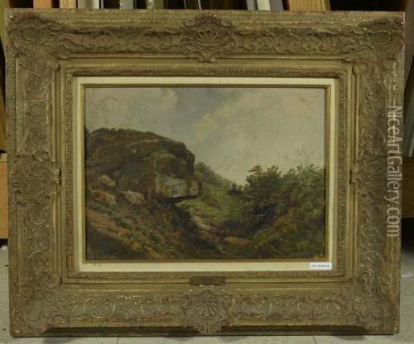 Landschaft Mit Felsen. Oil Painting - Johann Gottfried Steffan