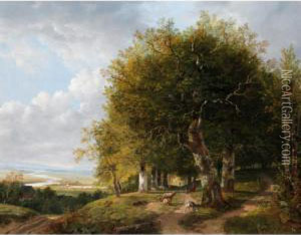 A Dutch Woodland Scene Oil Painting - Hendrik Gerrit ten Cate