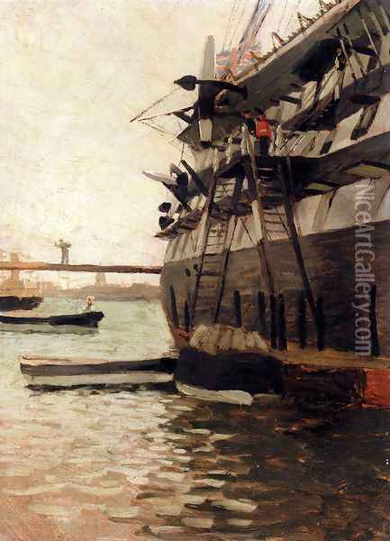 The Hull Of A Battle Ship Oil Painting - James Jacques Joseph Tissot