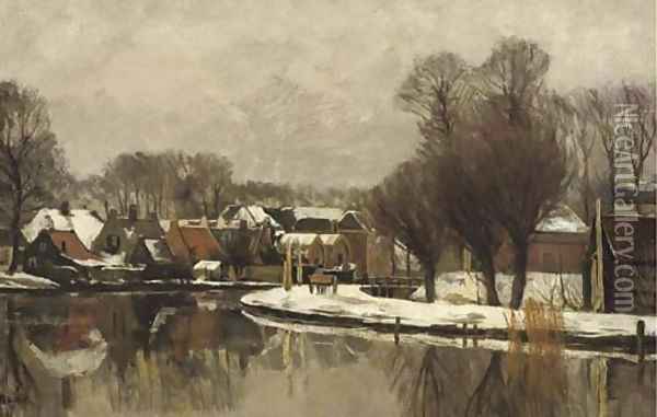 Winter the river Vecht between Breukelen and Maarssen Oil Painting - Nicolaas Bastert