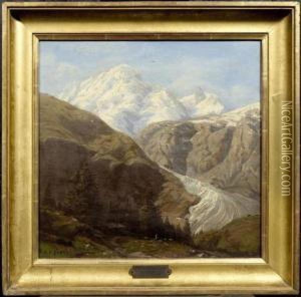 View Of A Glacier Oil Painting - Jean Philippe George-Juillard