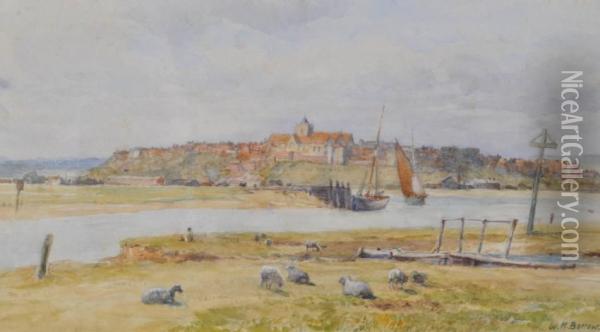 View Of Rye From The Marshes Oil Painting - William Henry Borrow